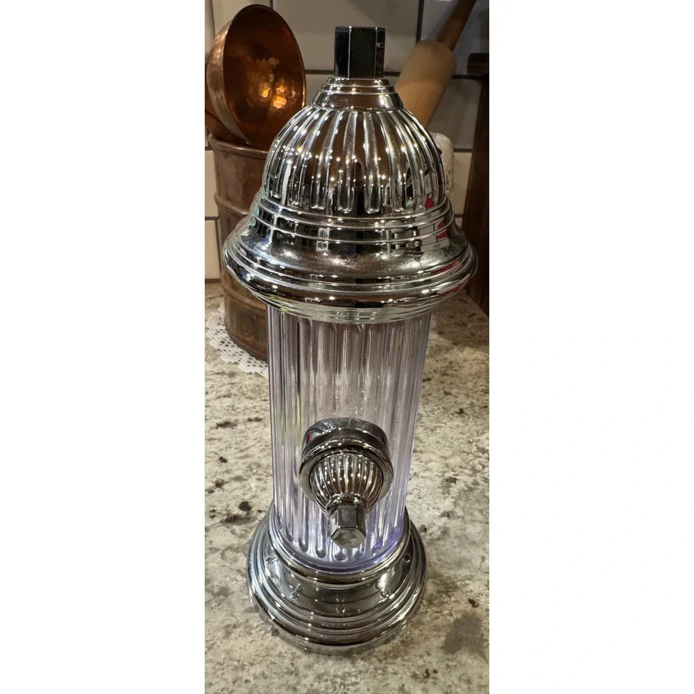 Vintage Style Fire Hydrant Cocktail Shaker Clear Ribbed Chrome Novelty Barware